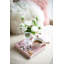Plateau décoratif carré en plastique de 8,5 po avec finition rose et bordure dorée, plateau d'appoint transitionnel pour meuble-lavabo, plateau de table, organisation ou centre de table 