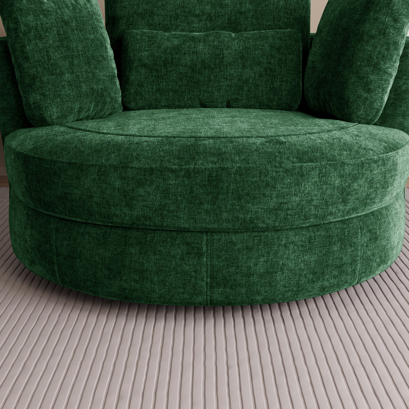 Fauteuil d'appoint pivotant surdimensionné moderne 49,6 po avec coussins, Vert