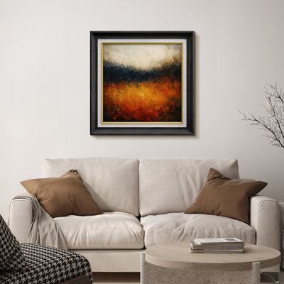 «Bold Warm Sunset Abstract in Fiery Tones», reproduction d'art encadrée sur papier