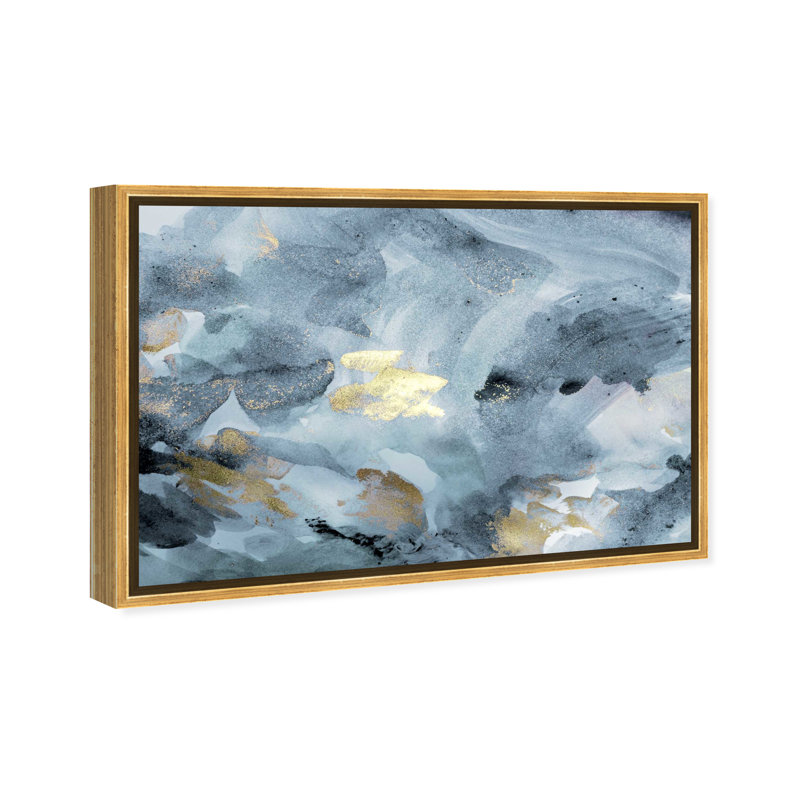 Bleu améthyste transporté - Peinture, Cadre flottant doré, H 10 po x l 15 po