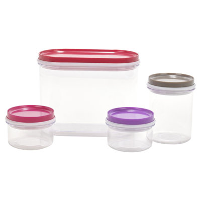 Edvin Plastic Food Storage Container - Set of 4 Containers and 4 Lids