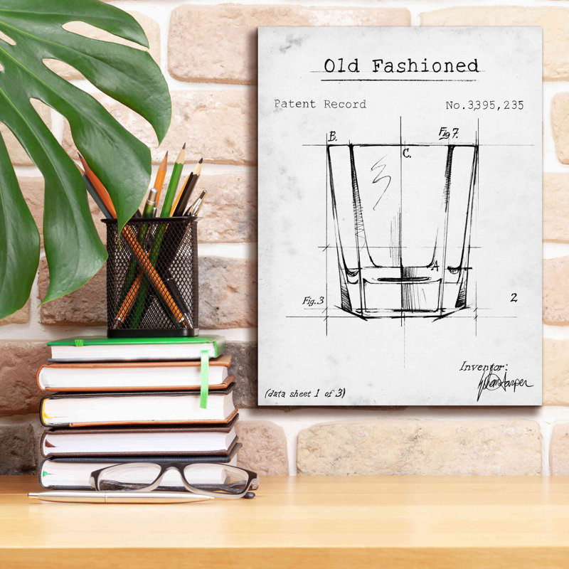 «Polla Barware Blueprint I On Canvas» par Ethan Harper, reproduction, H 16 po x l 12 po x P 0,75 po