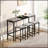 Modern Design Kitchen Dining Table Set With 3 Stools, Unique Splicing Tabletop And Space-Saving Hanging Stool Design-1848291689-1848291694