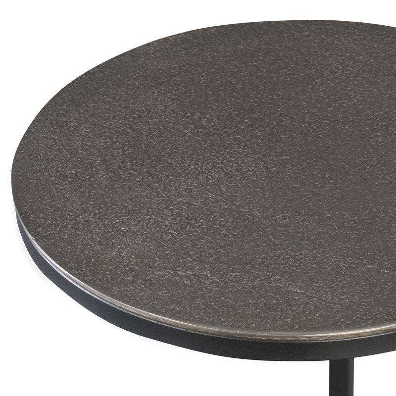 Addie End Table, Antique Nickel Top/Black Base