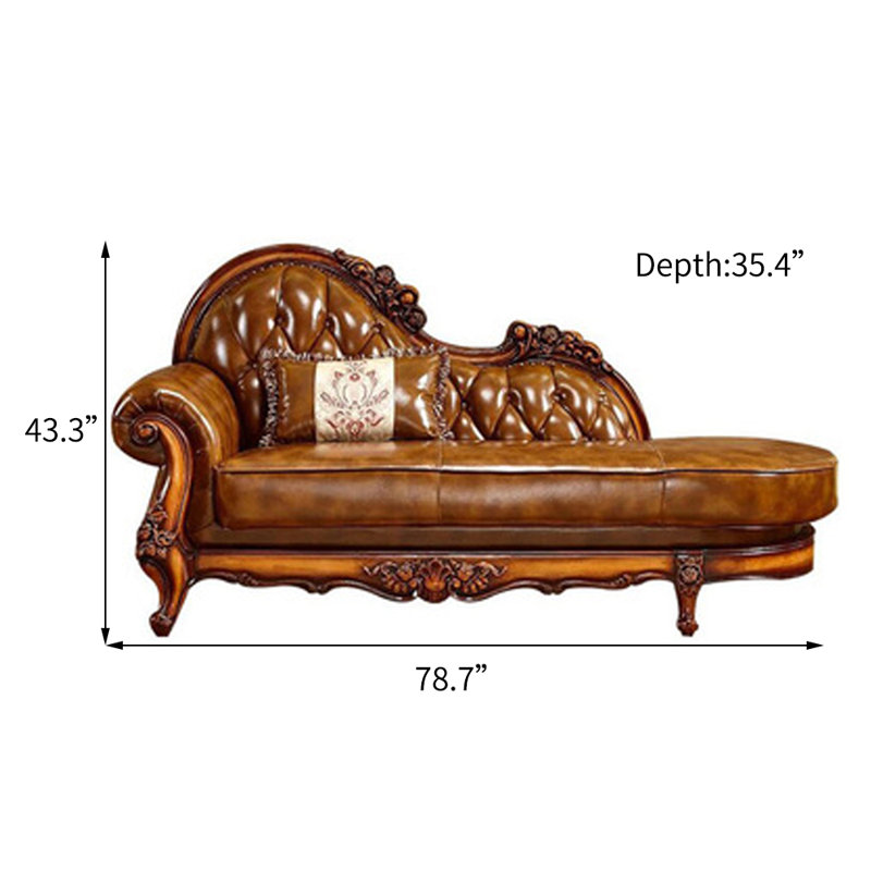 Chaise longue européenne en cuir massif