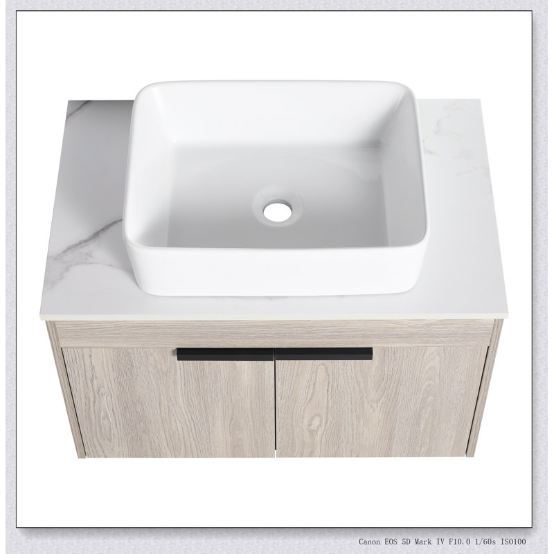 Ensemble de meuble-lavabo mural 30 po avec lavabo en céramique Modern Design