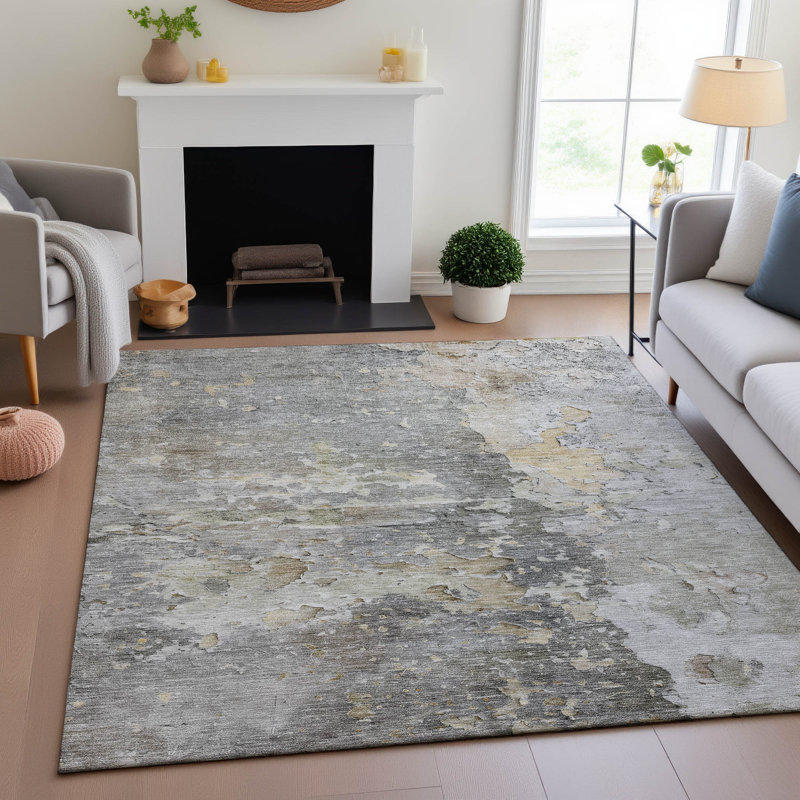 Tapis abstrait lavable à la machine Premium AMF1234, Rectangle 10 pi x 14 pi