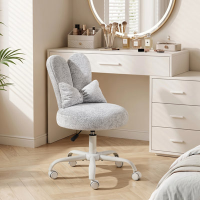 Adjustable Bow Velvet Bunny Ear Swivel Accent Chair Office Chair For Home Office Vanity
