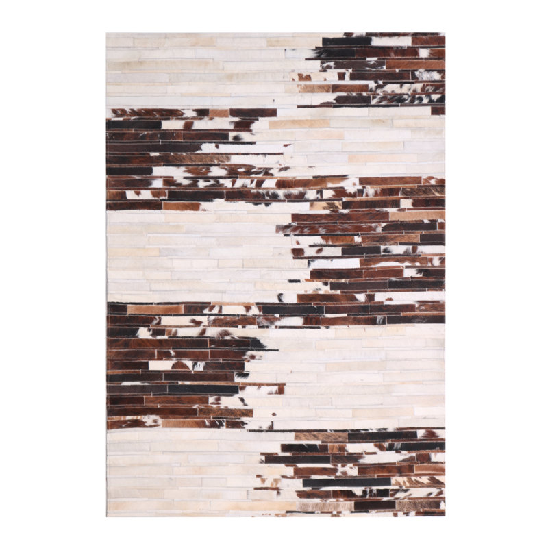 Tapis rectangulaire brun ivoire Patchwork, Rectangle 5 pi x 7 pi