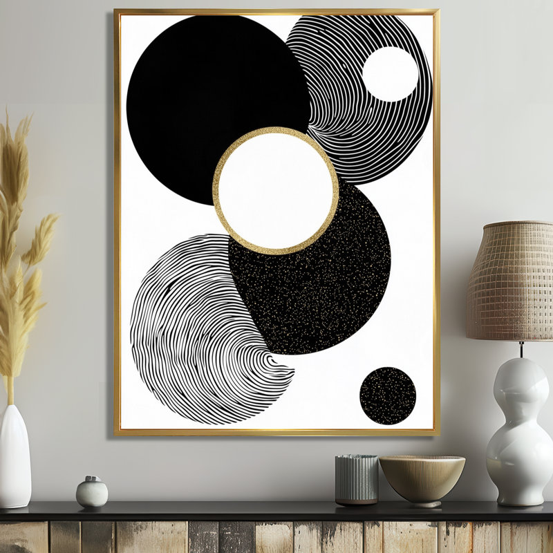 Coalmont - Abstract Wall Art Living Room, Reproduction encadrée sans passe-partout, H 44 po x l 34 po, Doré