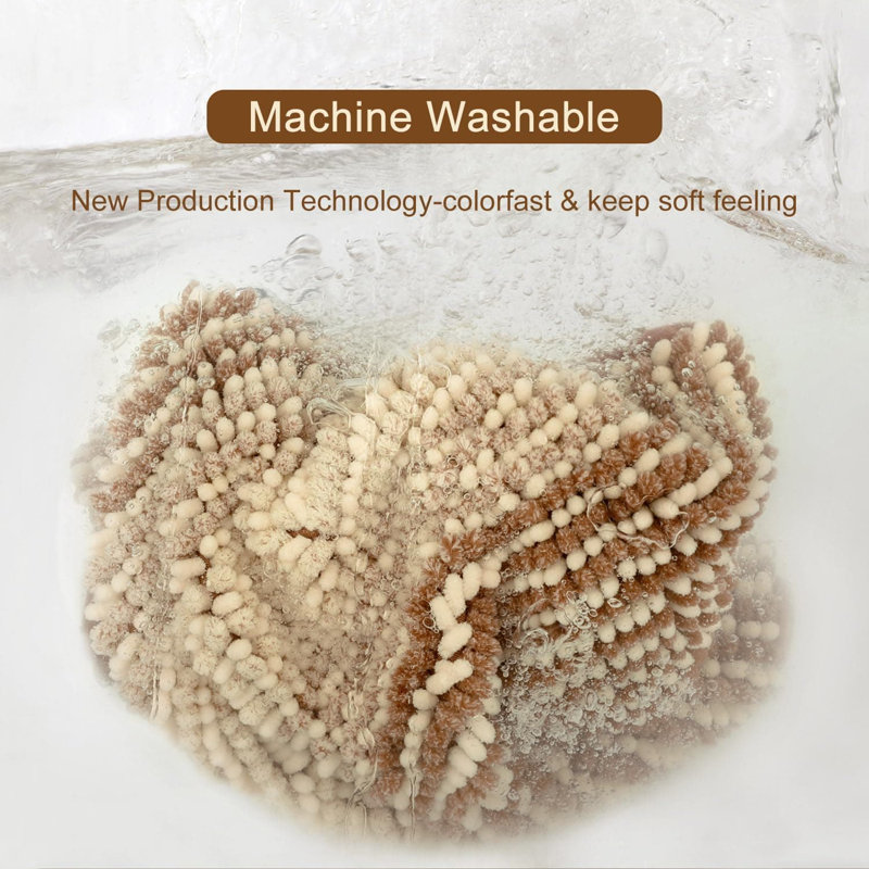Sage & Cream Chenille Bath Mat Runner - Non-Slip, Water-Absorbent | 20x47" | Machine Washable Bathroom Rug