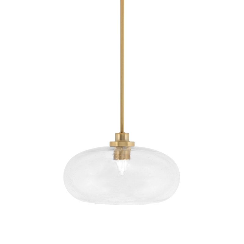 Mini-luminaire suspendu suspendu Odyssey, fini laiton vieilli avec verre transparent de 13 po