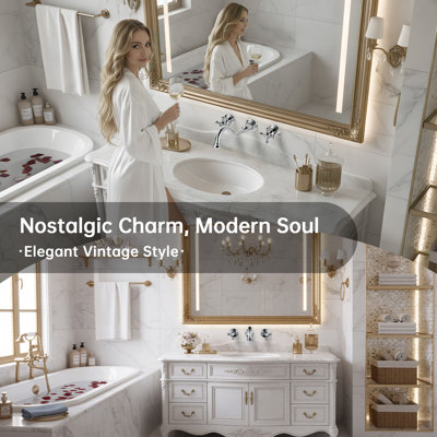 Robinet mural pour salle de bain à deux poignées avec robinet rotatif 360 ° pour lavabo vasque Sumerain