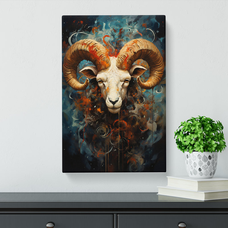 Aries Zodiac Expressionism - Print on Canvas, 50cm H x 35cm W x 3cm D