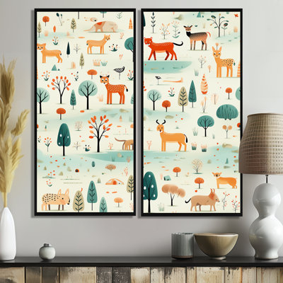 Watercolor Fox Explorer  - Animal Print Fox Set Of 2 Wall Art
