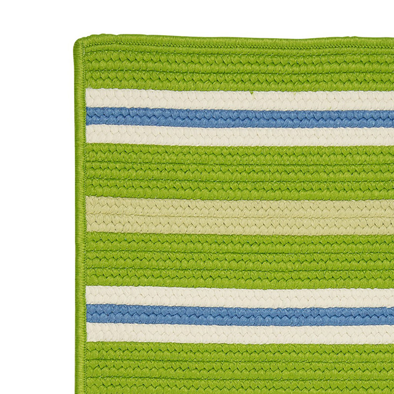 Tapis décoratif verts tressés rayés Depew, Rectangle 5 pi x 7 pi