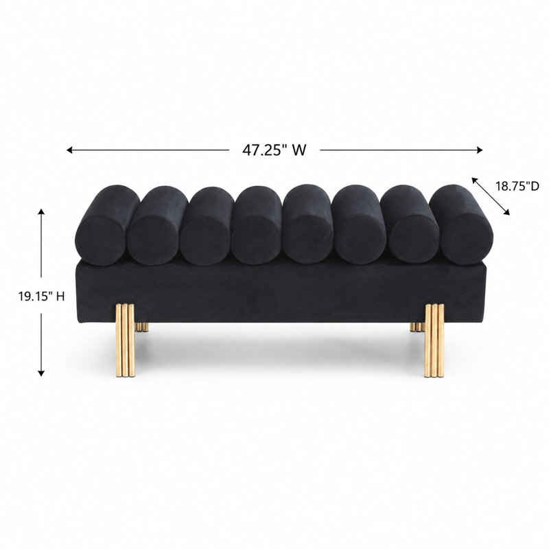 Banc de repose-pieds Modern Velvet, Noir