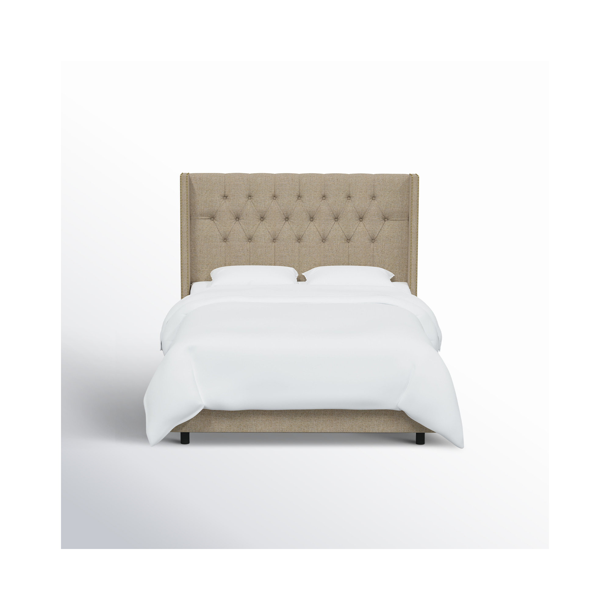 Breckin Upholstered Wingback Bed, Classic Sandstone Linen, California King