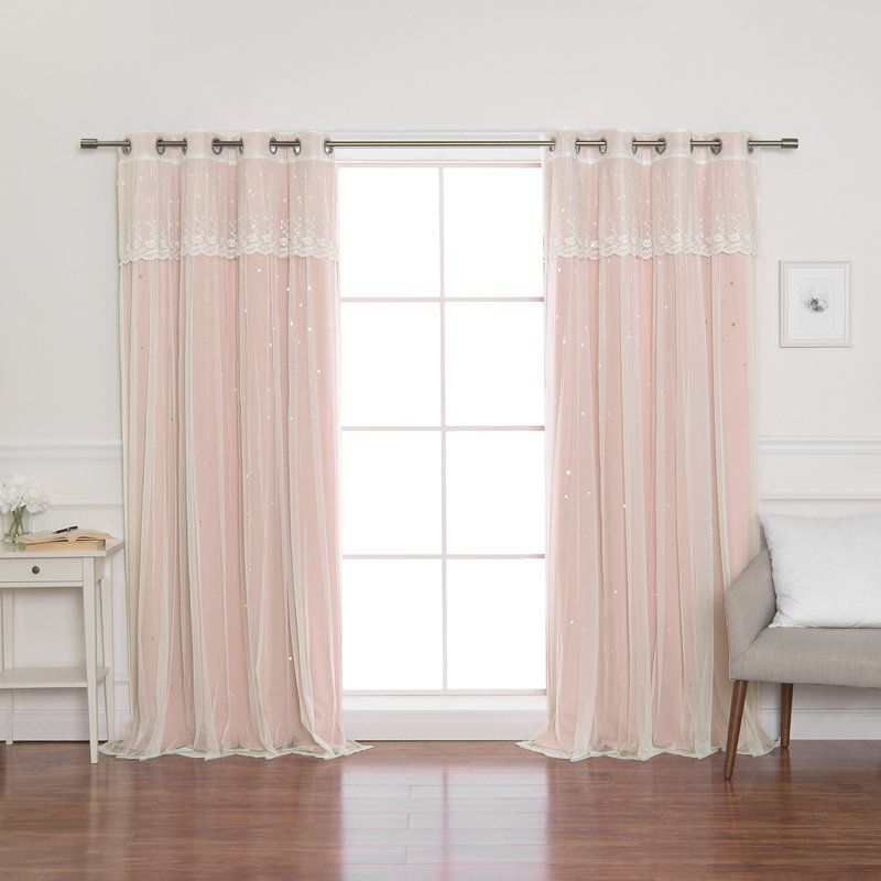 Mazzone Room Darkening Curtain, Dusty Pink
