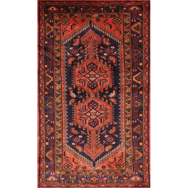 Tapis traditionnel rouge / brun, Rectangle 3 pi x 5 pi