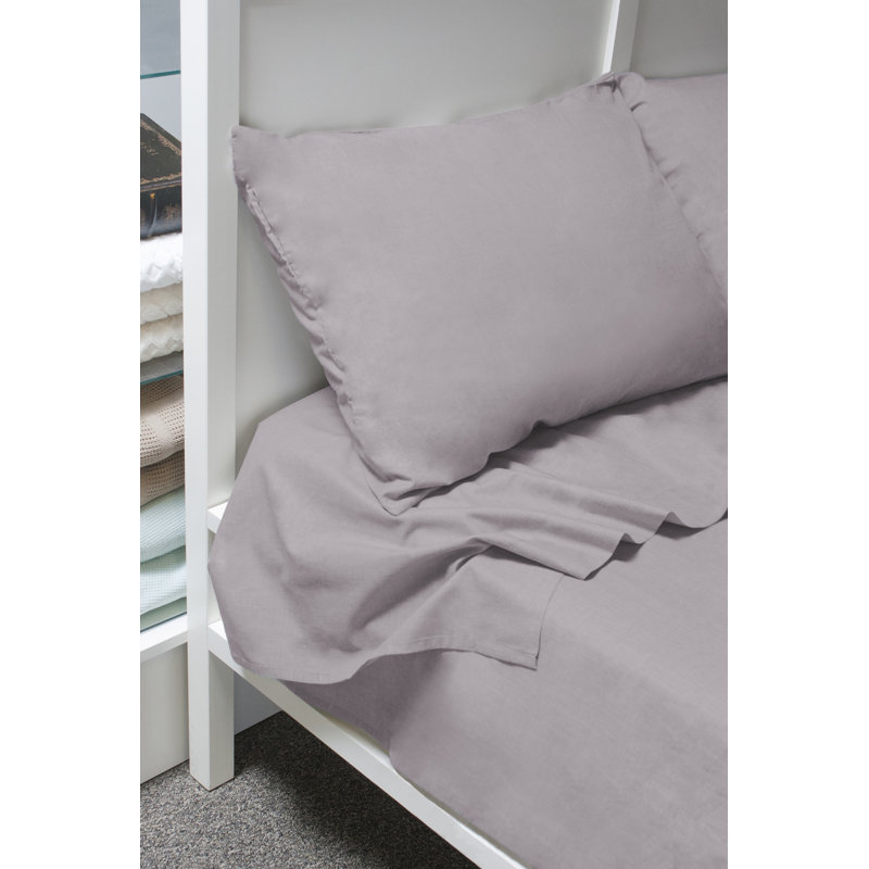 100% Cotton Standard Sheet Set, King Sheet Set  + 2 Standard Pillowcases, Gray