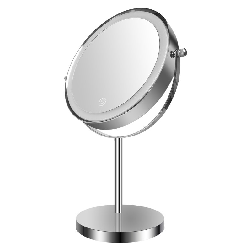 Miroir de plancher rond en métal Dillwyn, Chrome