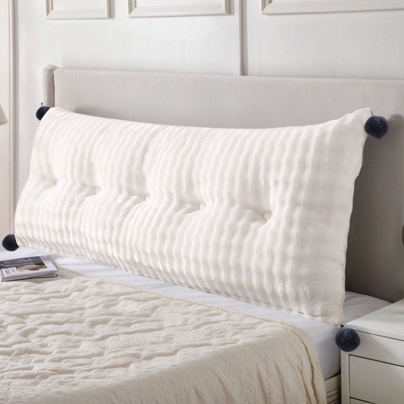Coussin de tête de lit en fausse fourrure de lapin avec housse amovible, dossier moelleux pour travailler ou lire au lit
