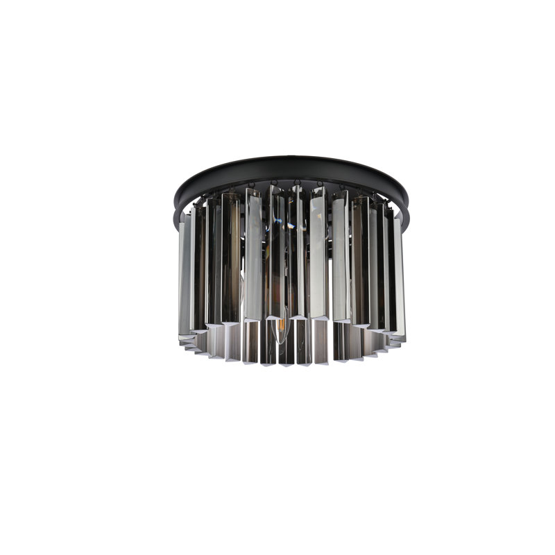Yazmin Flush Mount, Mocha Brown, Silver Shade (Grey), 10.5" H x 16" W x 16" D