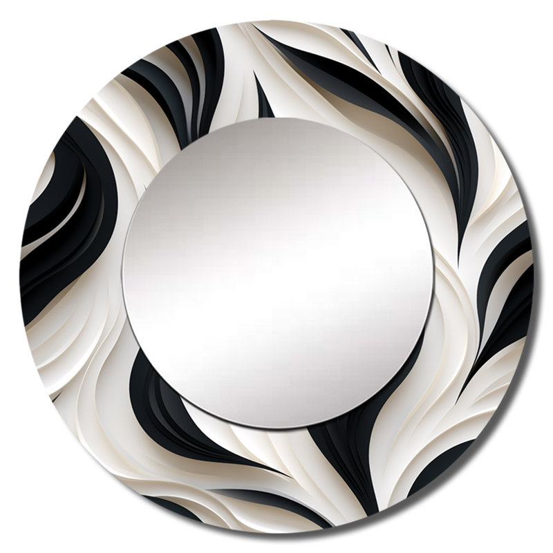 Décoration murale blanche et noire minimaliste - miroir rond moderne_MTMIR125346, 29 po x 29 po