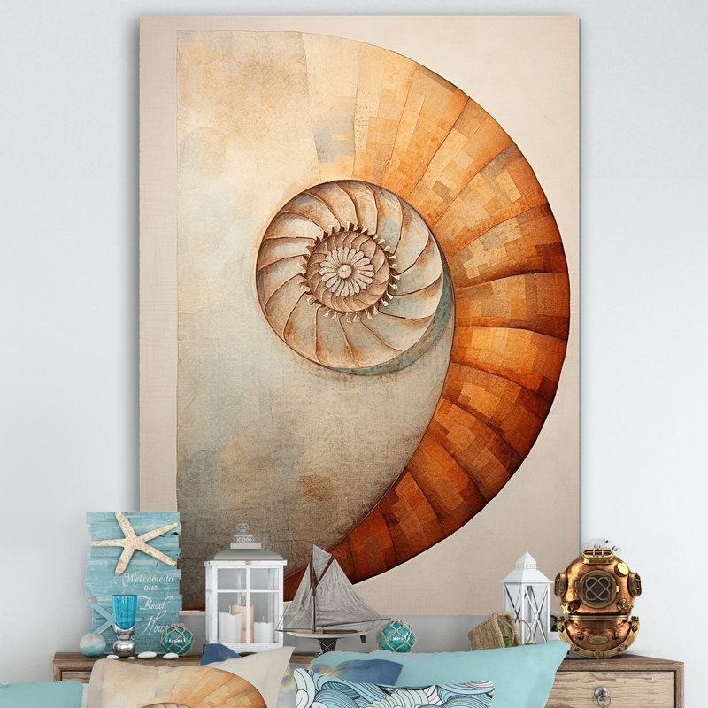 «Copper Curves Nautilus Spiral» sur toile, Toile tendue, H 32 po x l 24 po x P 1 po