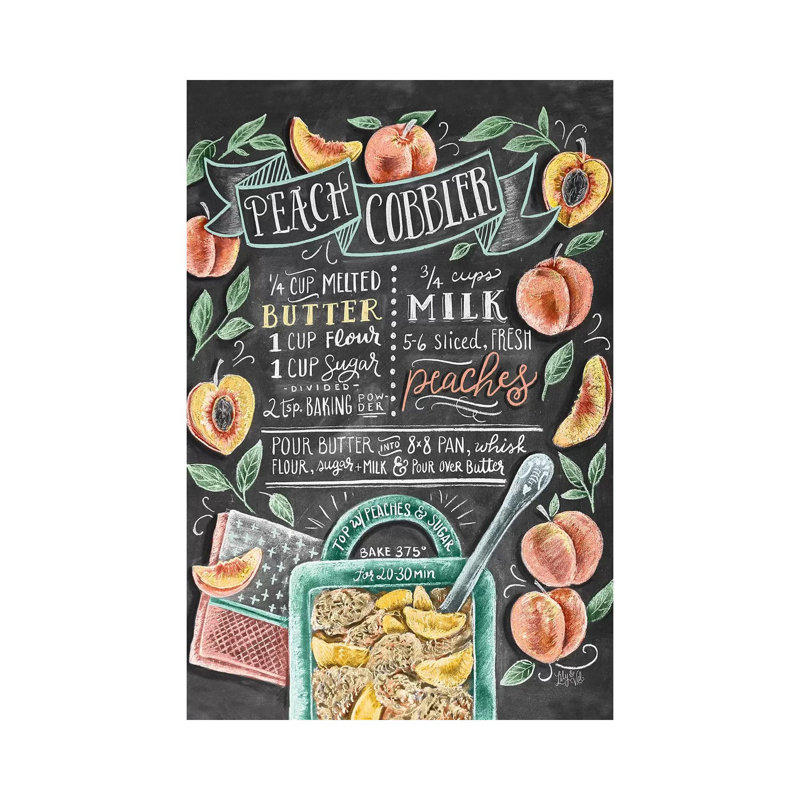 Peach Cobbler Recipe - Print on Canvas, Wrapped Canvas, 30.48cm H x 20.32cm W x 1.91cm D
