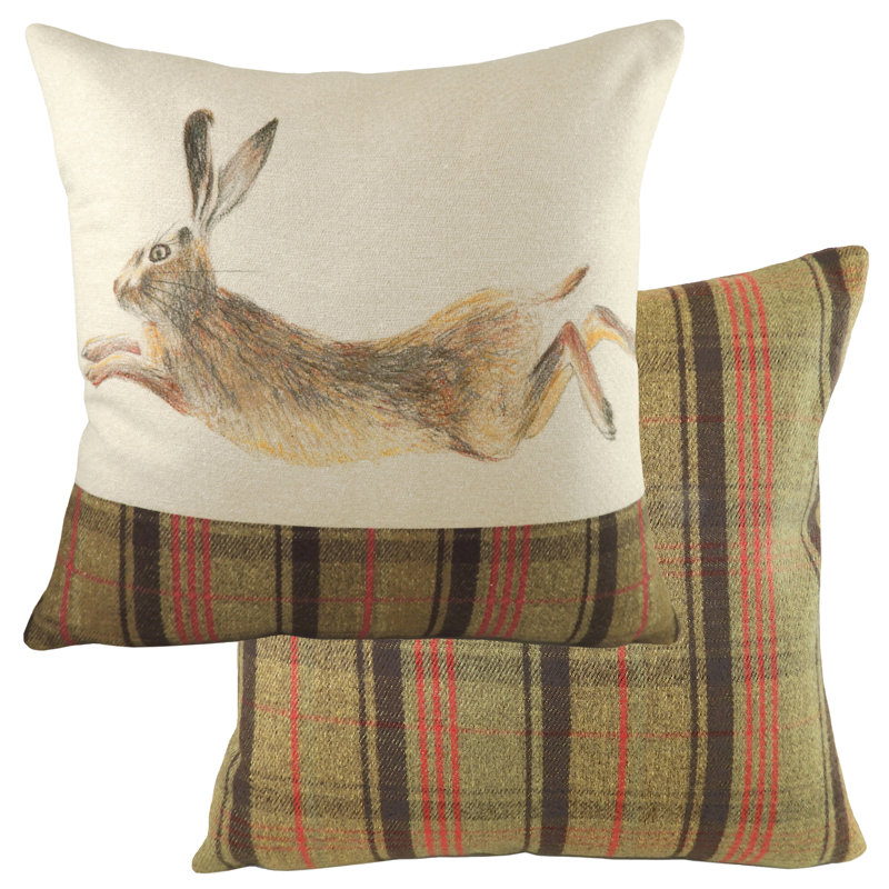 Plaid Square Cushion, Feathers