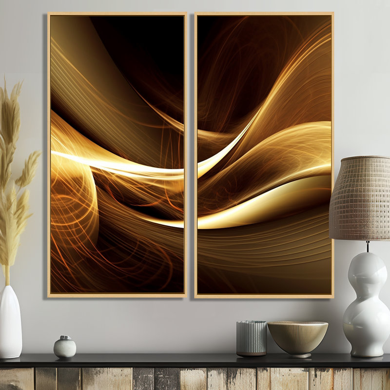 Canapé doré sur toile moderne, 40" H x 40" W, Cream, Impression encadrée flottante