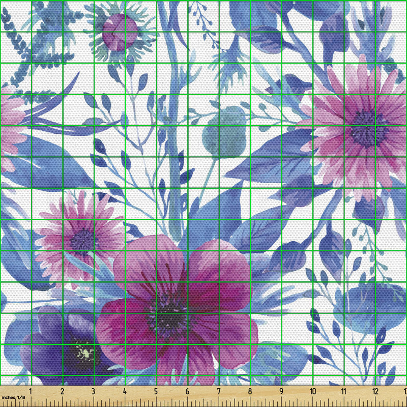 Charae Romantic Watercolor with Nosegay Flowers Multi-Purpose Fabric
