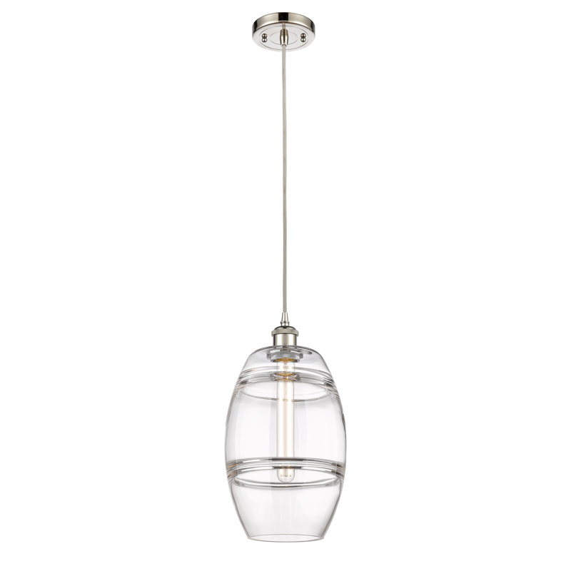 Luminaire suspendu 1 lumière Absalat, H 9,88 po x l 8 po x P 8 po, Transparent, Nickel poli
