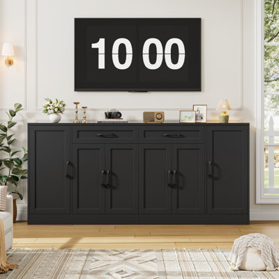 71'' Large Farmhouse Sideboard With Adjustable Shelves And 2 Large Drawers