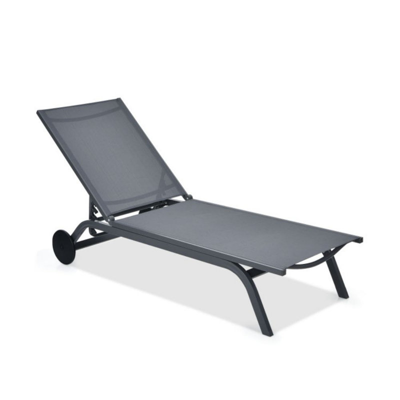 Chaise longue d'extérieur en tissu Pryer, gris