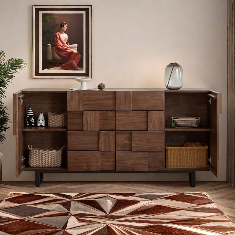 Modern Black Walnut Solid Wood Accent Cabinet