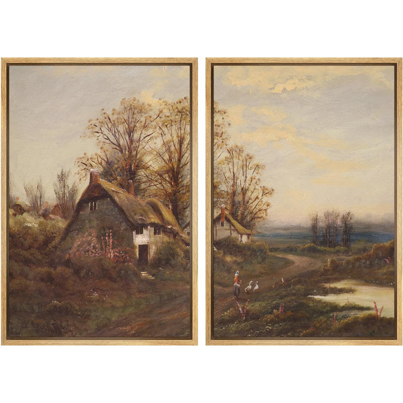 «Mystical Moonlit Meadow Nocturnal Landscape», 2 pièces sur toile, Naturel, H 36 po x l 48 po