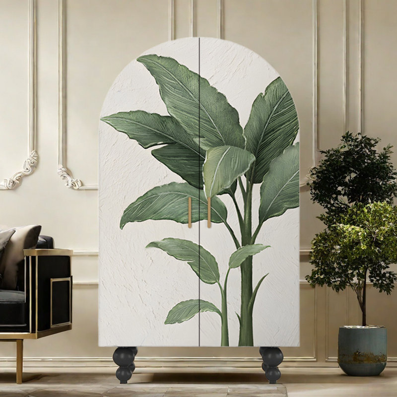 Armoire moderne à double porte arquée, Noir, noir, noir, noir
