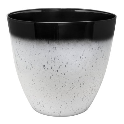  Silhouette Round Garden Planter, Green & Black, 15in