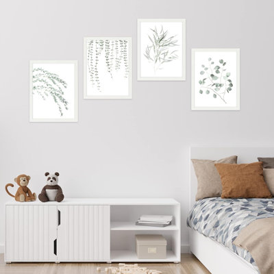 «Pastel Washed Out Forest Tree», ensemble de 4 plantes, impression murale encadrée sur papier, impression de 4 pièces