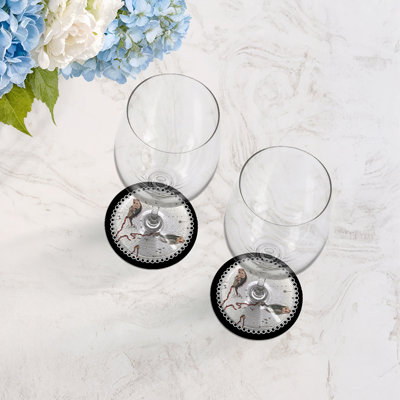 Zodiac Pisces Black Vegan Leather Round Coasters