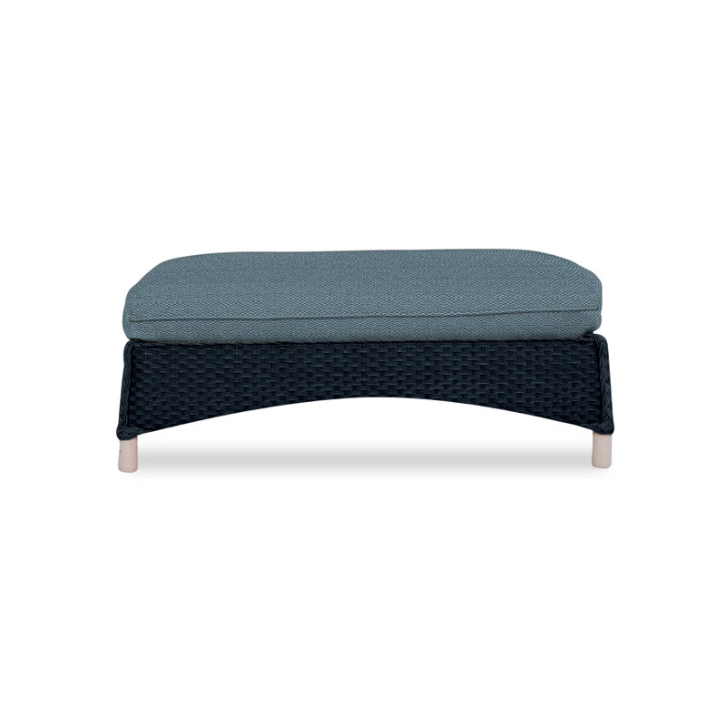 Mandalay Outdoor Ottoman, Callen Celadon, Ebony