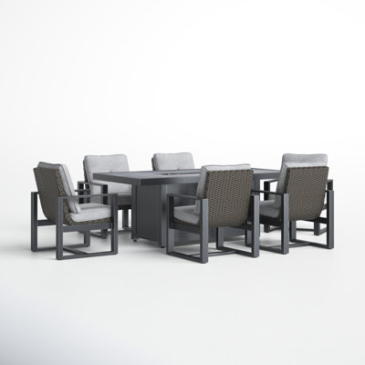 Piazza 6 - Person Patio Dining Set with Rectangular Table , Sunbrella® Cushions Included