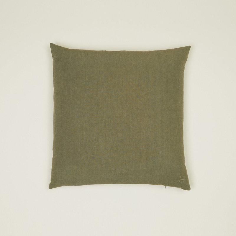 Olive Green 22" Square Linen Throw Pillow