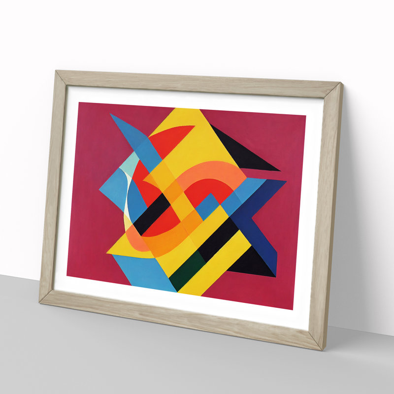 XH1022-8697X Supreme Abstract Art 1 Piece Single Picture Frame Wall Art, 46cm H x 64cm W x 2cm D, Oak