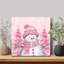 Art mural en toile rose avec bonhomme de neige et bonhomme de neige 16 po x 16 po