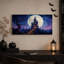 Maison hantée sous la pleine lune avec arbre tordu - Toile murale d'Halloween-1036427605