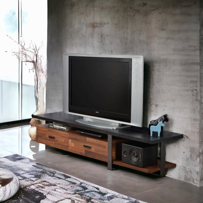 Elling Walnut & Black Finish Tv Stand